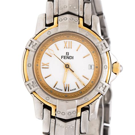 fendi orologi stainless steel two-tone wristwatch|Fendi momento watch.